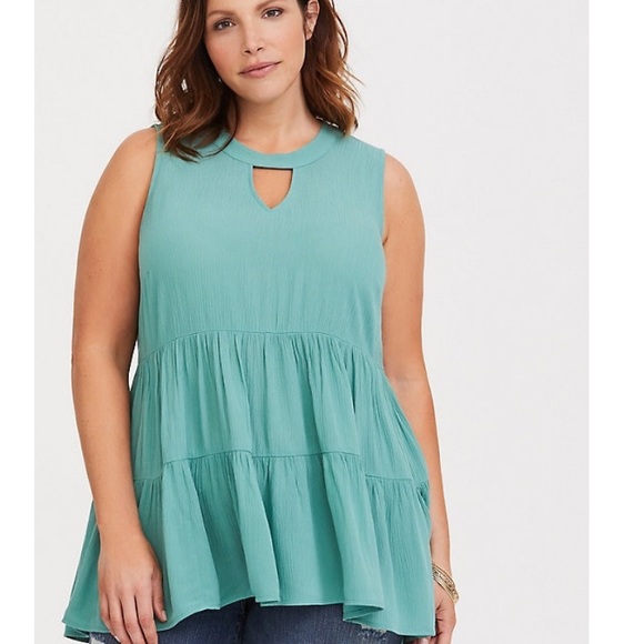 torrid Tops - torrid Seafoam Green Hi-Lo Surplice Tunic Plus